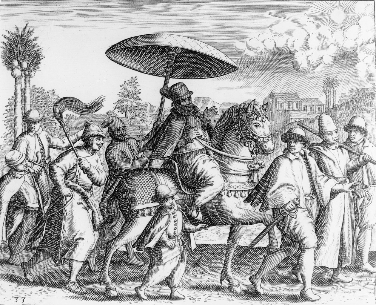 Portugál tisztviselők Indiában, 1599 alkotó: Theodore de Bry