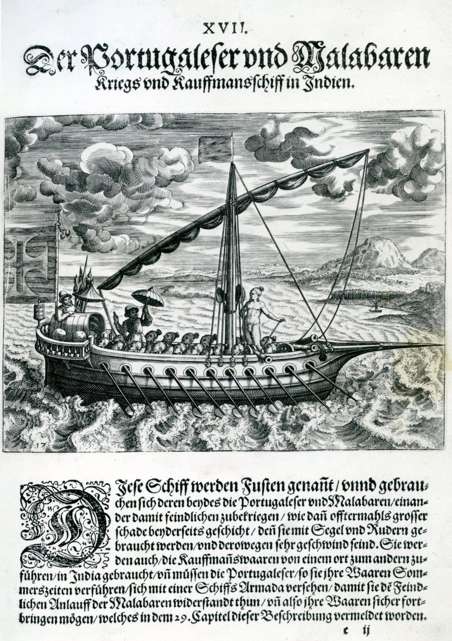 Hajó az "India Orientalis"-ból, 1598 alkotó: Theodore de Bry