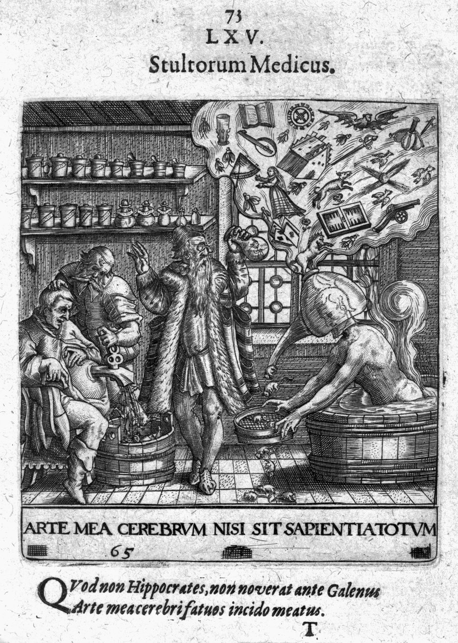 Stultorum Medicus Theodore de Bry "Proscenium vitae humanae Sive Emblematum secularium" című művéből, 1627. alkotó: Theodore de Bry