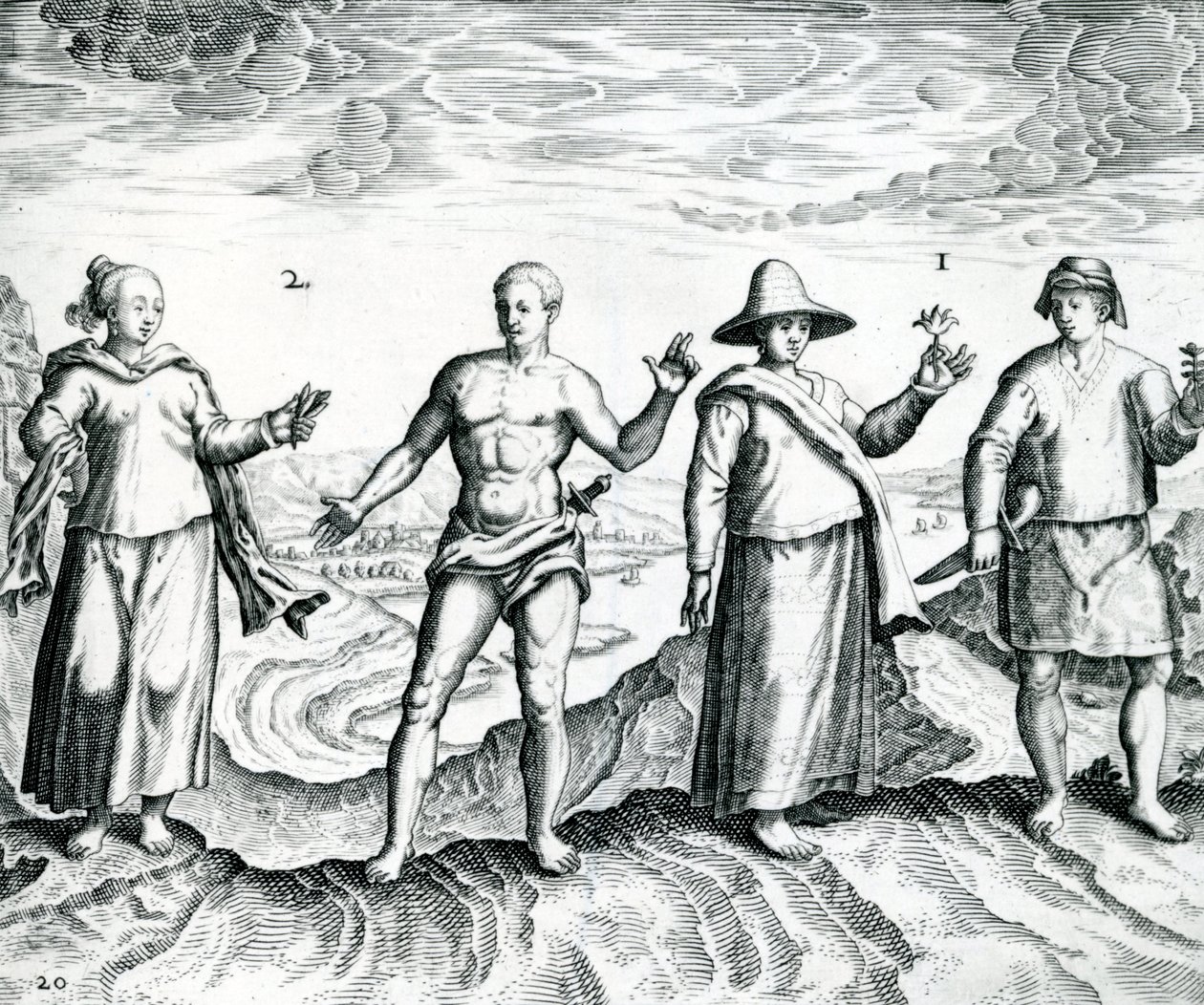 Két férfi és két nő az „India Orientalis”-ból, 1598 alkotó: Theodore de Bry