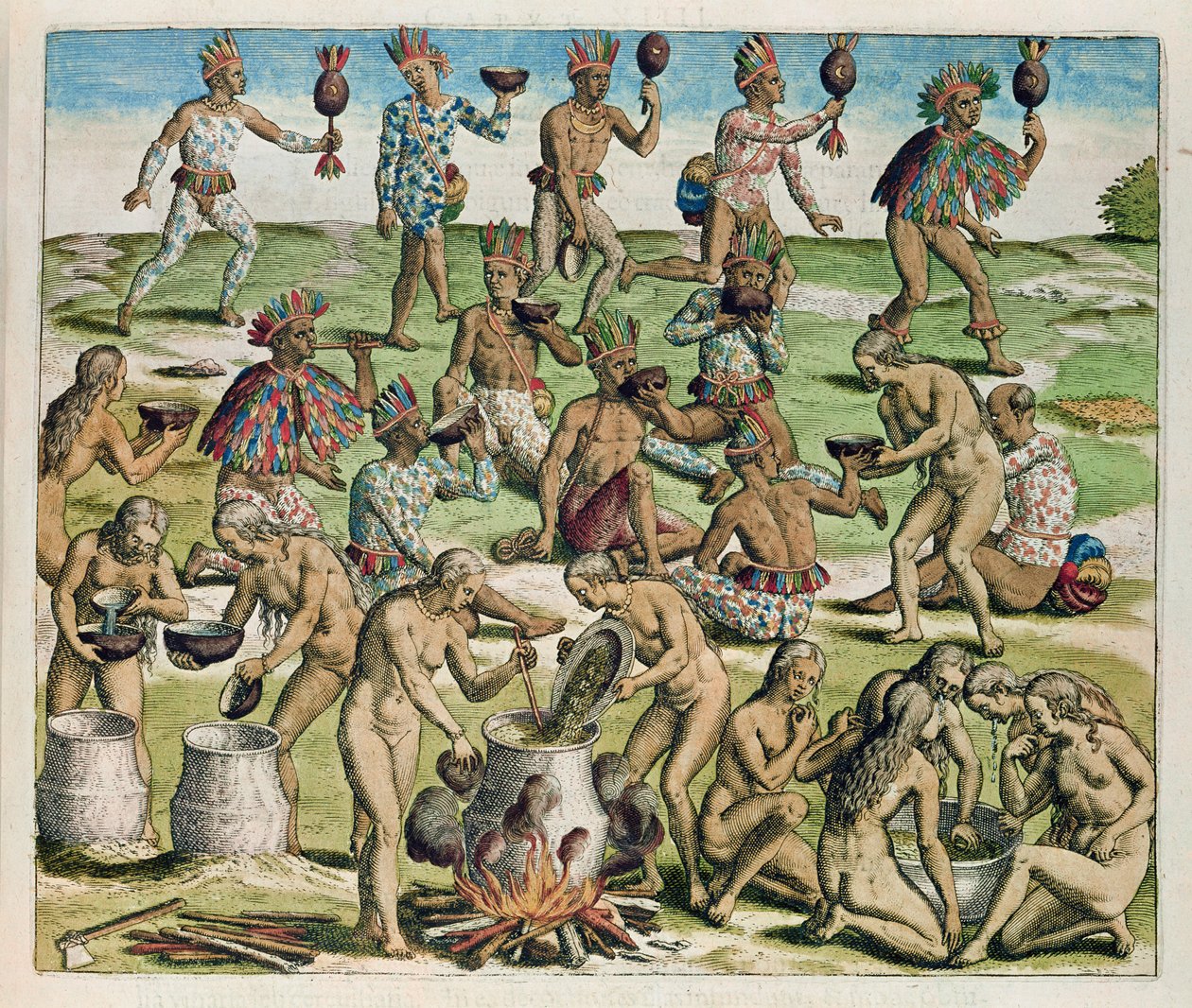 Bájitalt készítő nők, az „Amerika harmadik részéből...”, 1562 alkotó: Theodore de Bry