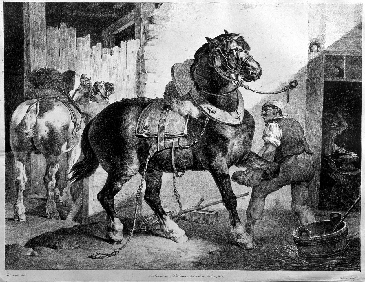 Vágóló felszerelése (litográfia) alkotó: Theodore (after) Gericault