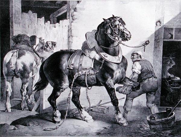 A kovácsműhely (litográfia) alkotó: Theodore (after) Gericault