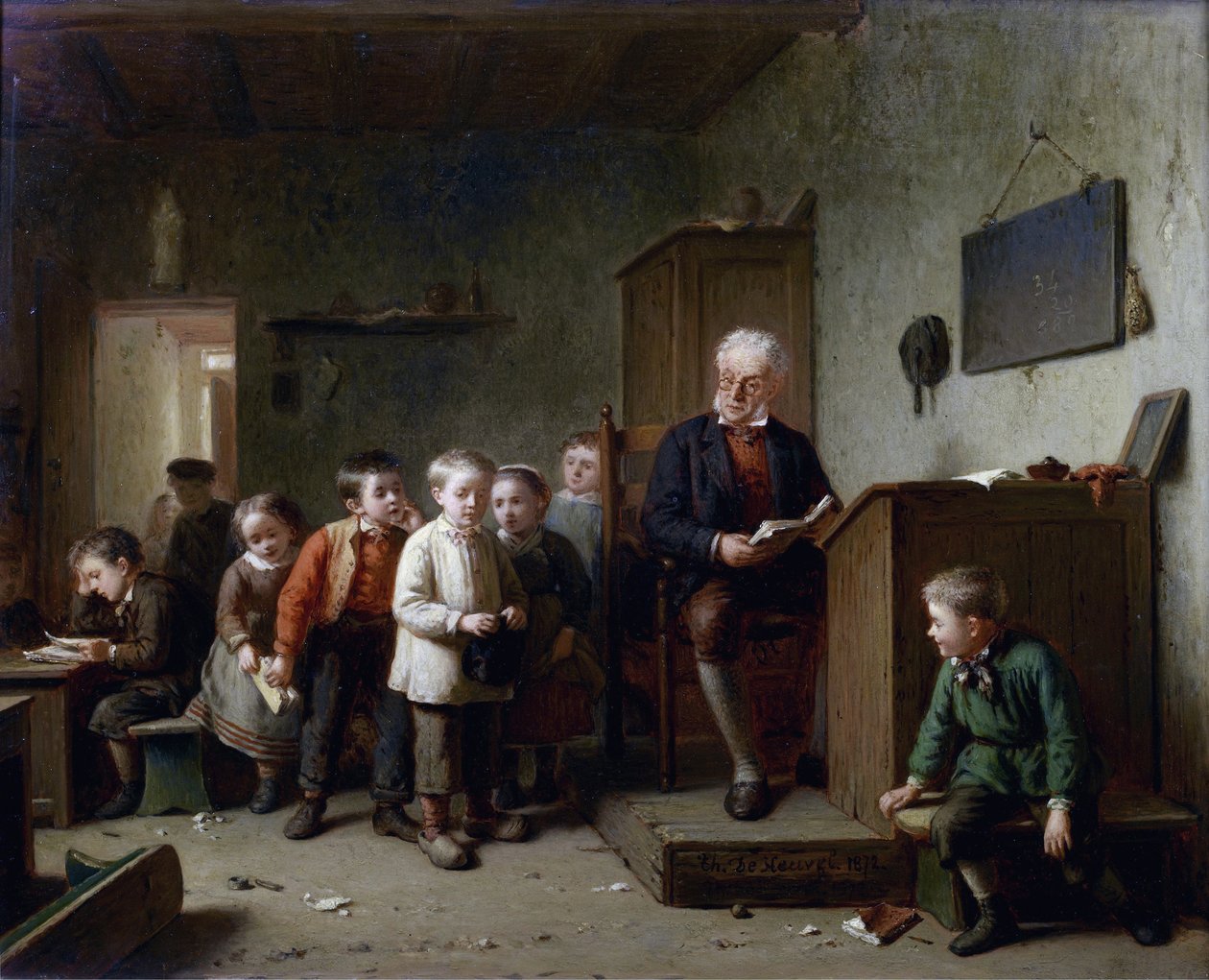 La salle de classe - Az osztályterem - Heuvel, Theodore Bernard de (1817-1906) - 1872 - Olaj, fa - 37x44,5 - Magángyűjtemény alkotó: Theodore Bernard de Heuvel