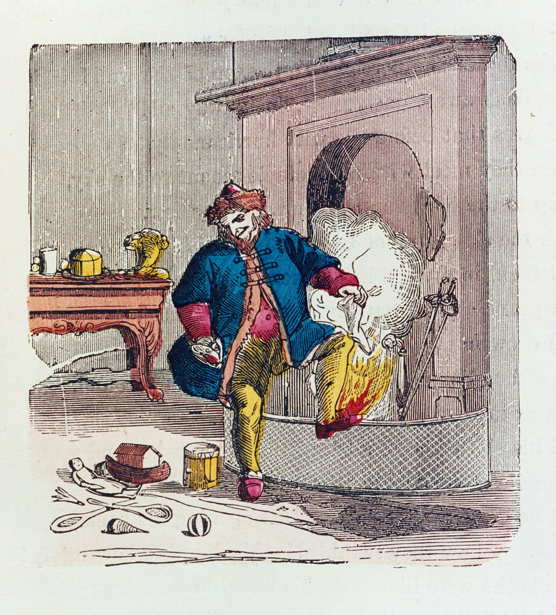 Szent Miklós látogatása, 1840-es évek színes litófotója alkotó: Theodore C. Boyd