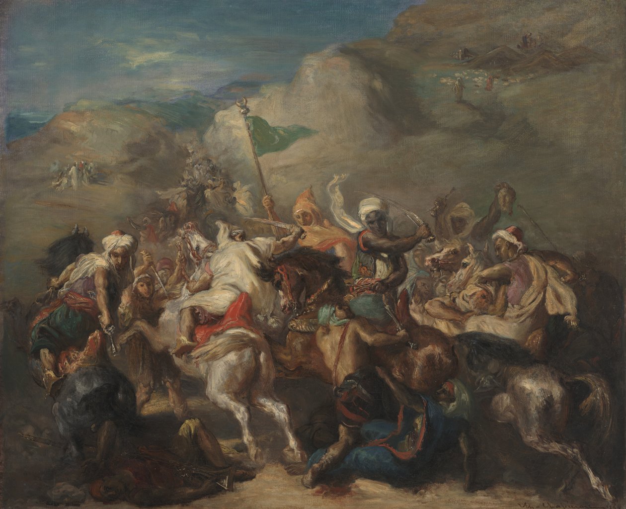 Arab lovasok csatája egy szabvány körül alkotó: Théodore Chassériau