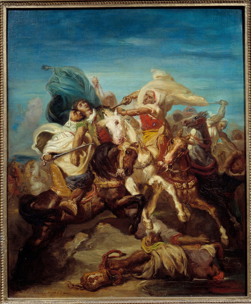 Az arab lovasok csatája Theodore Chasseria (1819-1856) festménye 1856 V. 0,65x0,54 m alkotó: Théodore Chassériau