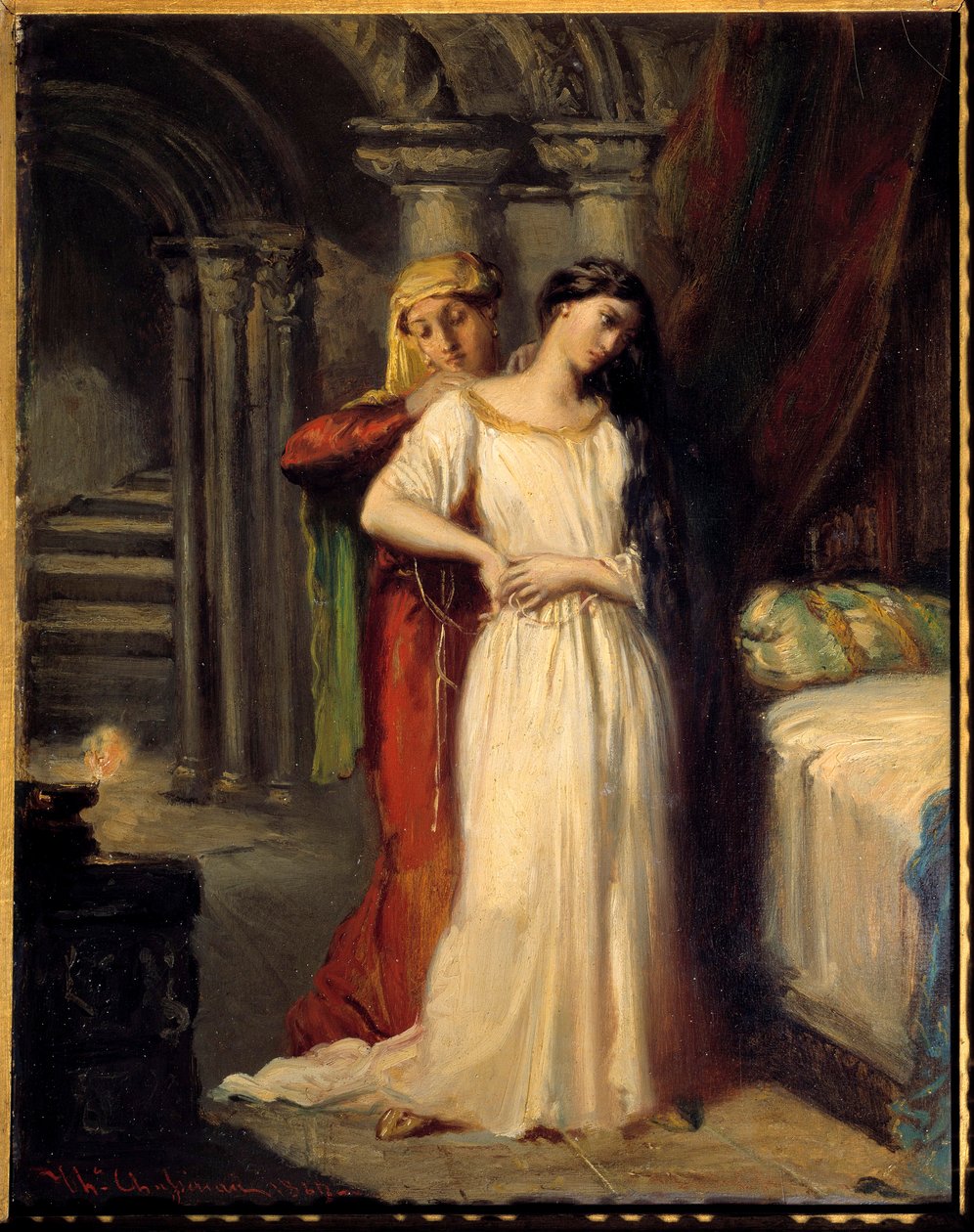Desdemone lefekvése Illusztráció William Shakespeare (1564-1616) „” Othello” című darabjának IV. felvonásához. 1849 V. 0,42x0,32 m alkotó: Théodore Chassériau