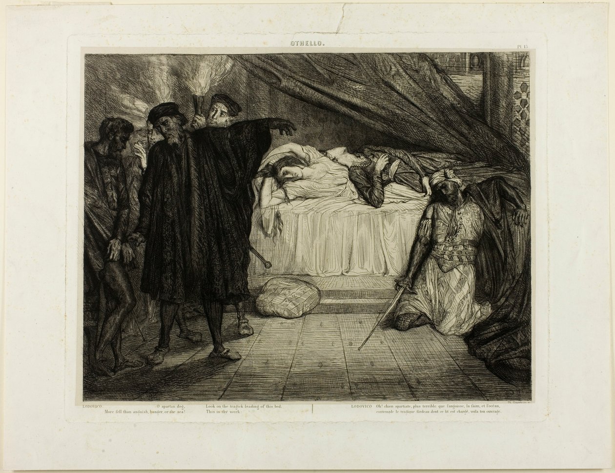 Ó, spártai kutya, tizenötös tányér az Othello-tól alkotó: Théodore Chassériau