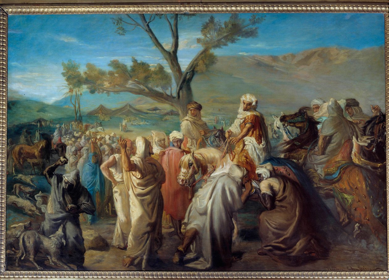 Orientalizmus: "" Egy caid látogat egy douárhoz""" Marokkói szakács egy sátortáborban. Theodore Chasseria (1819-1856) festménye 1849 V. 1,42x2 m alkotó: Théodore Chassériau