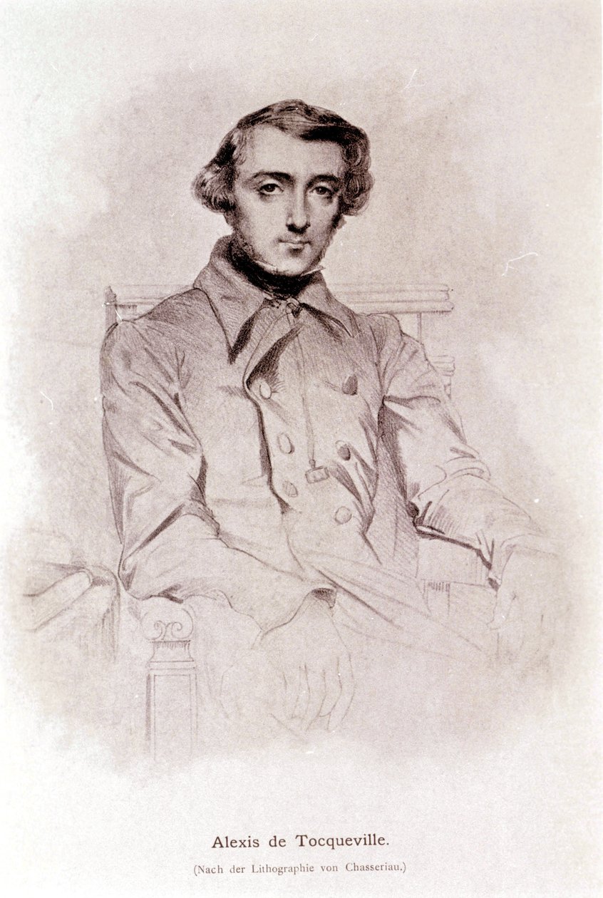 Alexis de Tocqueville portréja. Chasseria litográfiája. 19. század. alkotó: Théodore Chassériau