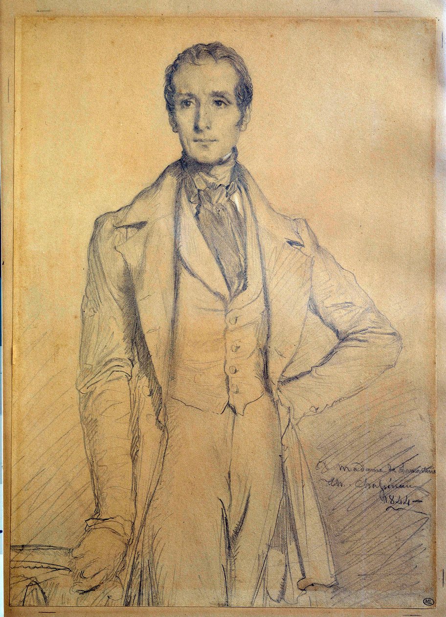 Alphonse de Lamartine költő portréja (1790-1869) Theodore Chasseria (1819-1856) rajza 1834 V. 0,31x0,22 m alkotó: Théodore Chassériau