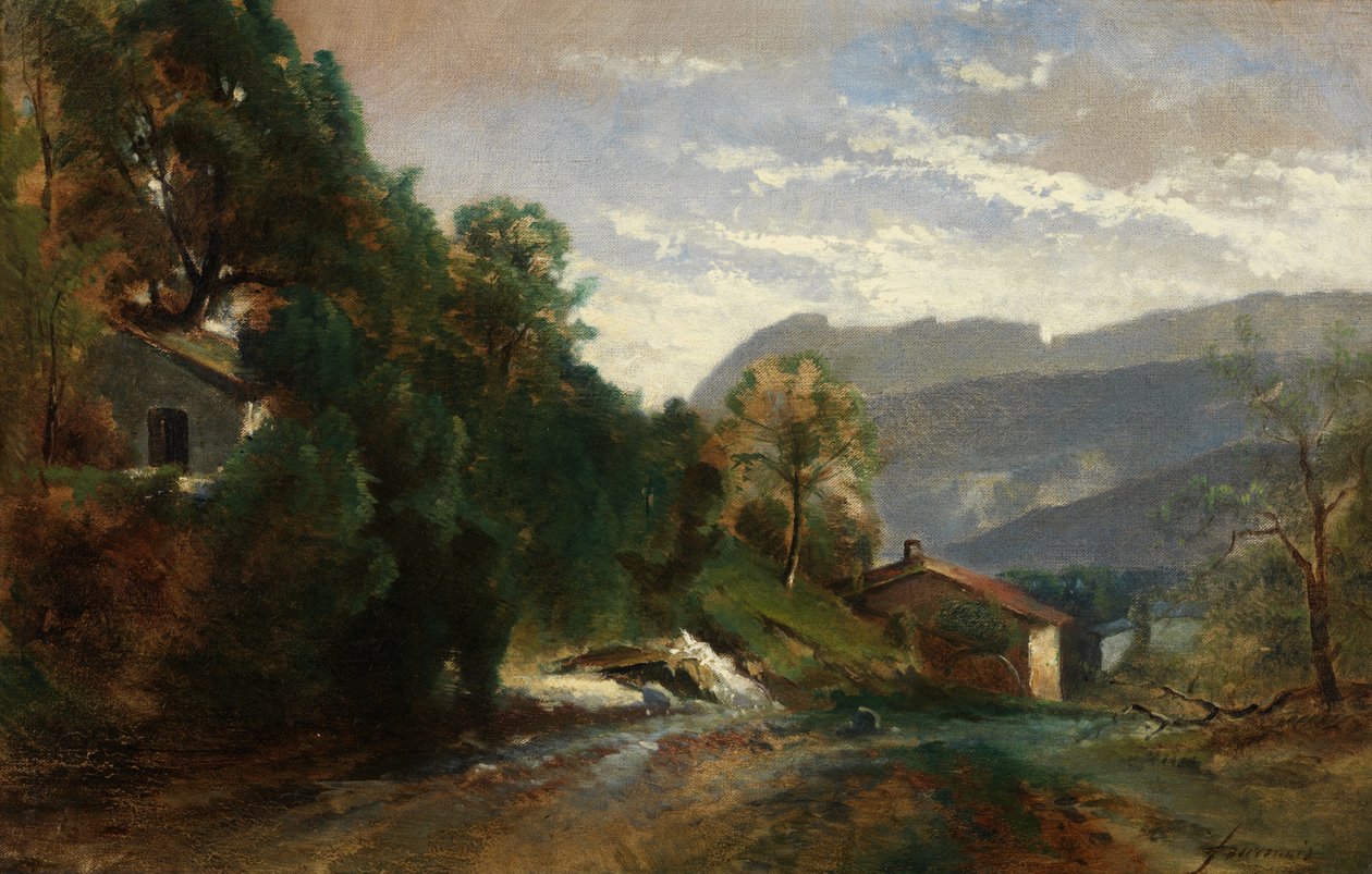Hegyvidéki táj Voreppénél, Dauphiné (olaj, vászon) alkotó: Théodore Fourmois