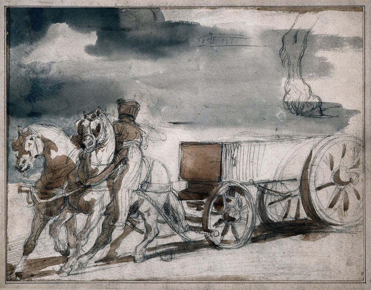 Két ló által kilőtt lőszerkocsi alkotó: Theodore Gericault