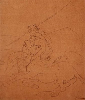 Arab haldokló lova fejét tartja alkotó: Theodore Gericault
