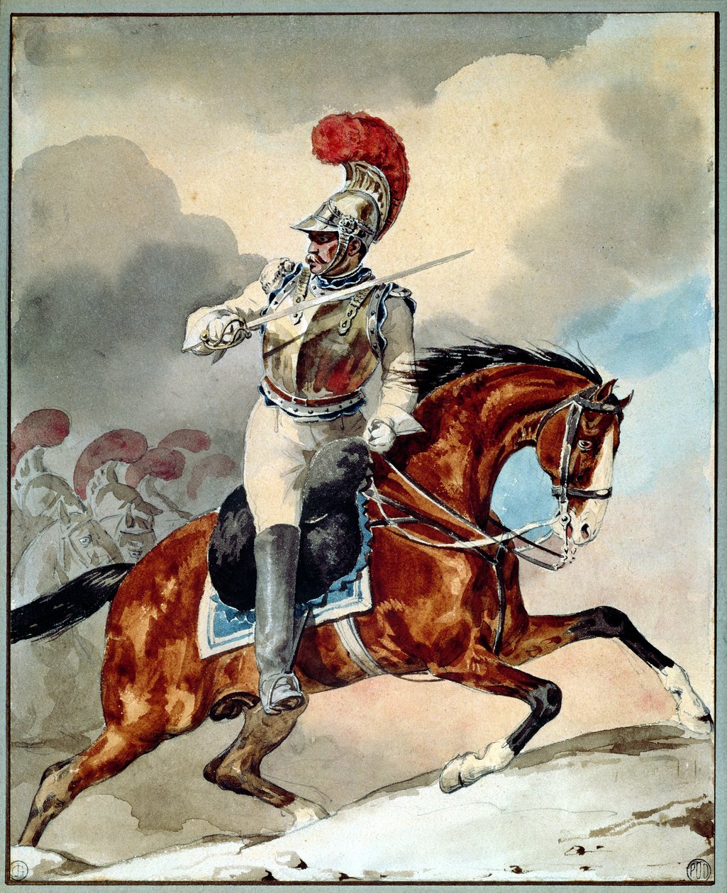 Karabines tiszt, aki a töltésre parancsot ad alkotó: Theodore Gericault