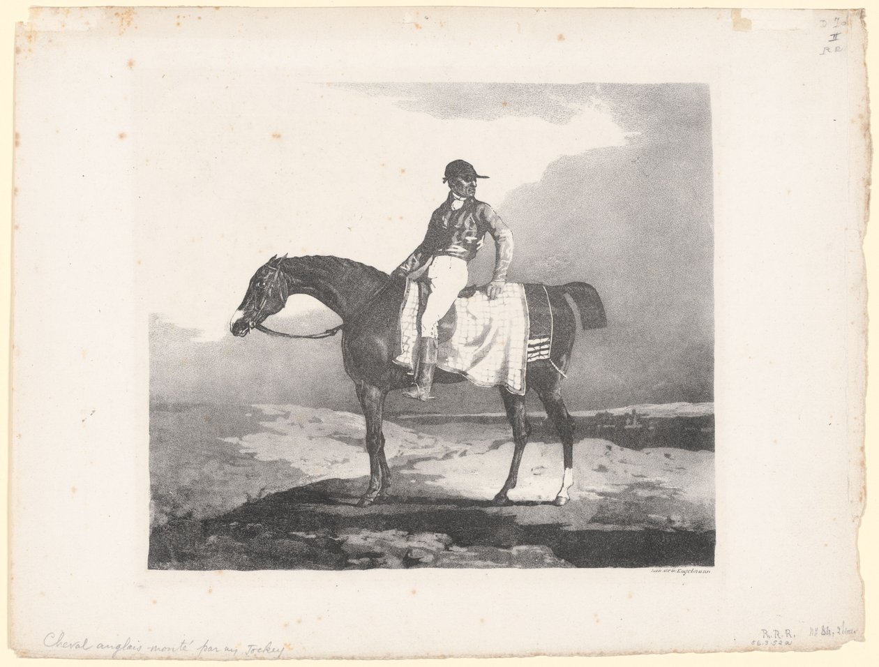 Angol ló, amelyet egy zsoké lovagol (English Horse Mounted by a Jockey) alkotó: Theodore Gericault