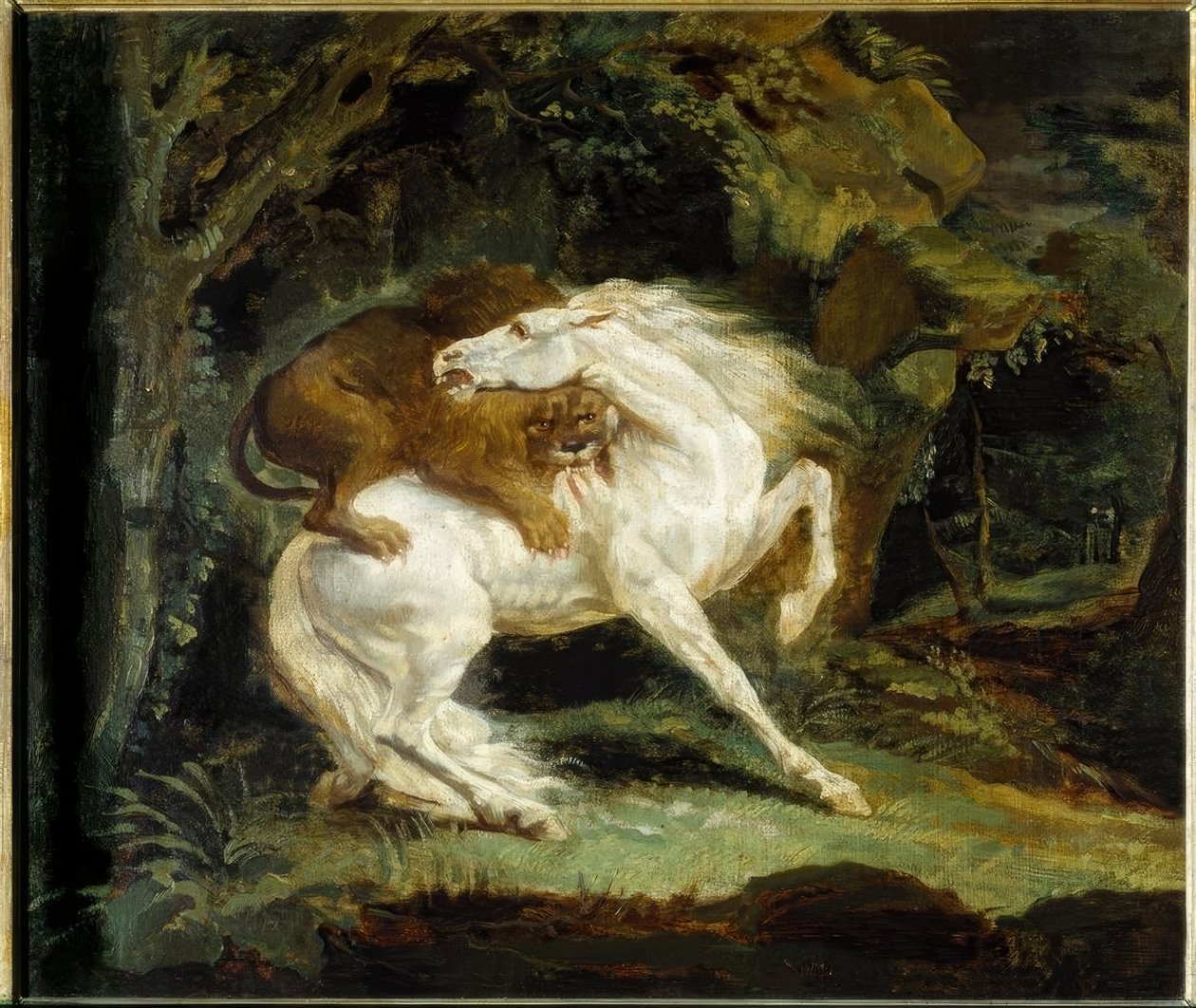 A lovat oroszlán támadta meg alkotó: Theodore Gericault