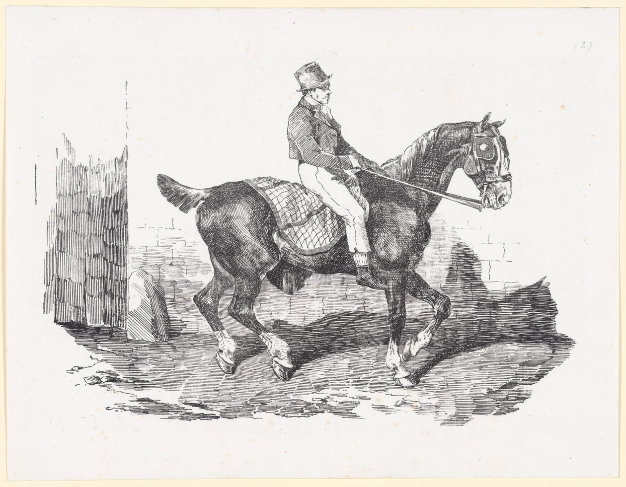 Egy lovász által lovagolt kocsiló, más néven „angol ló kockás takaróval” (Carriage Horse Ridden by a Groom, also called English Horse with a Checkered Blanket) alkotó: Theodore Gericault