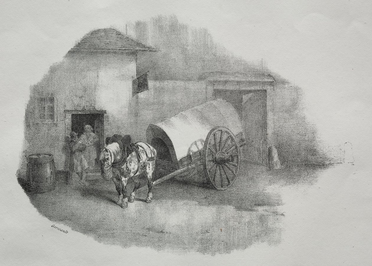 A szekérlovat kihúzták az iszapból alkotó: Theodore Gericault