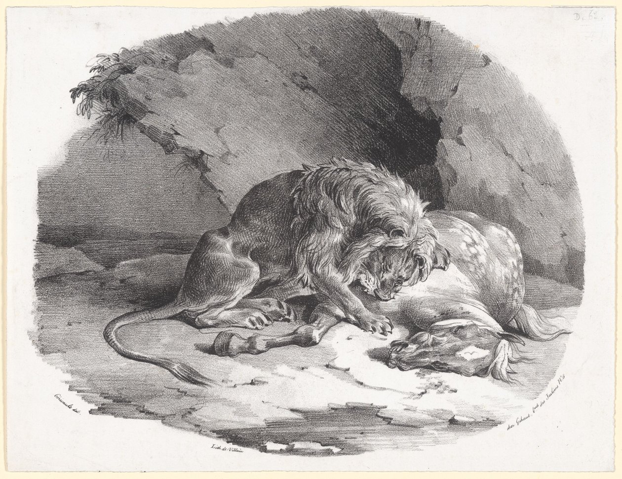 Oroszlán által felfalt ló (A Horse Being Devoured by a Lion) alkotó: Theodore Gericault