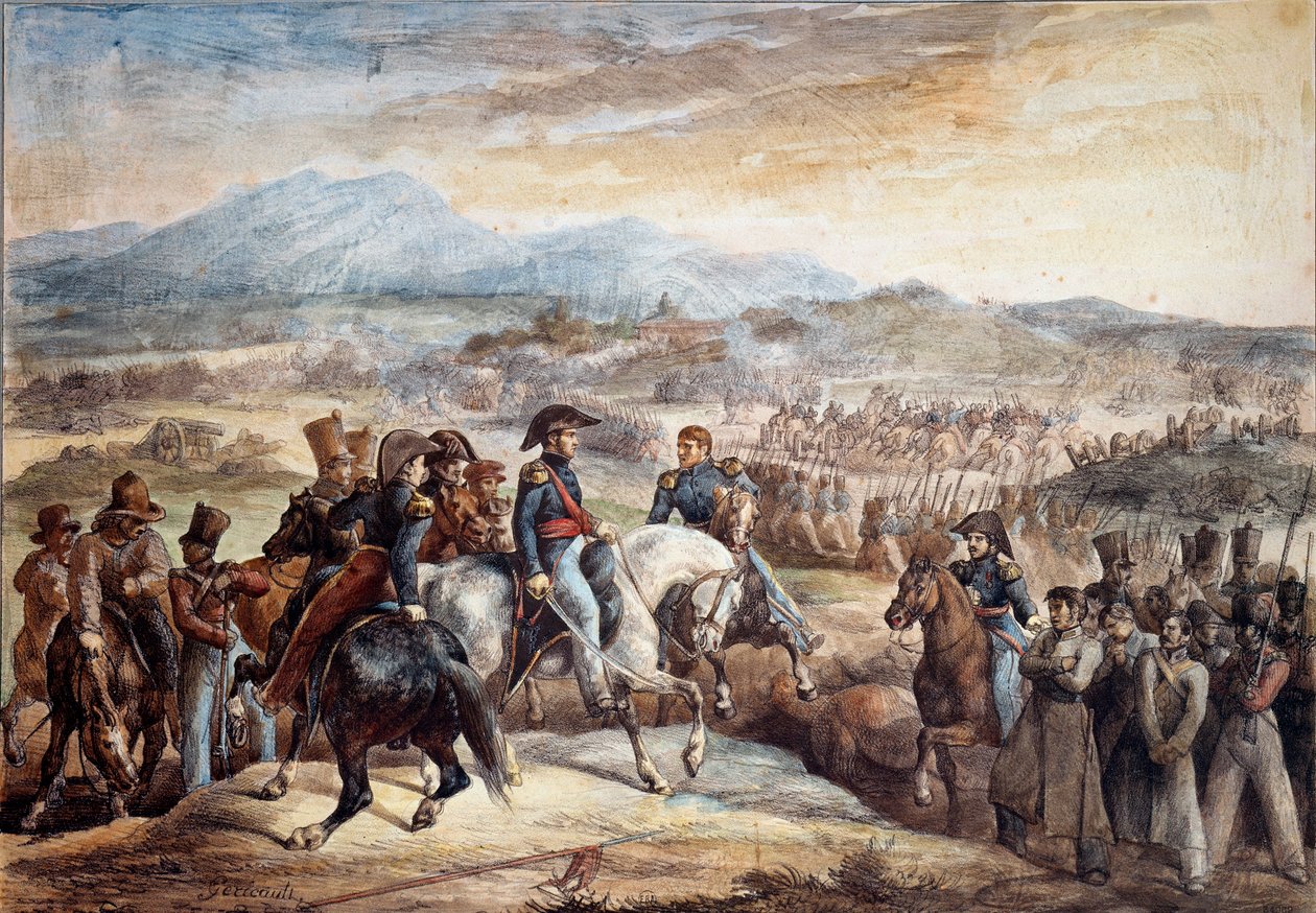 Chilei függetlenségi háború: „” Kilátás a maipui csatára (Maipo Santiago de Chile közelében, 1818. 04. 05.)” Theodore Gericault (1791-1824) akvarellje 19. századi Párizs, Képzőművészeti Iskola alkotó: Theodore Gericault