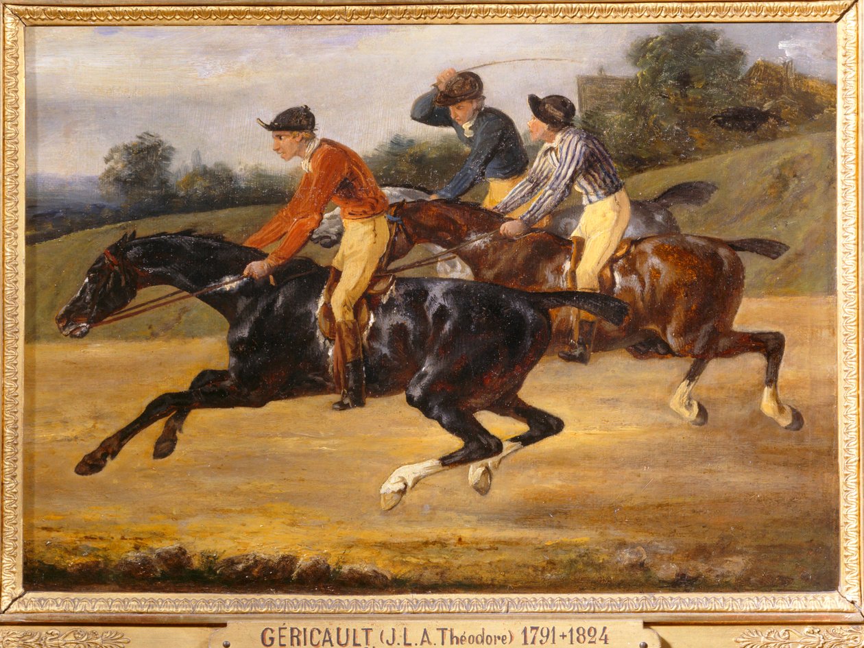 Lovas lóverseny, balra a rajtnál - Lóverseny ... alkotó: Theodore Gericault