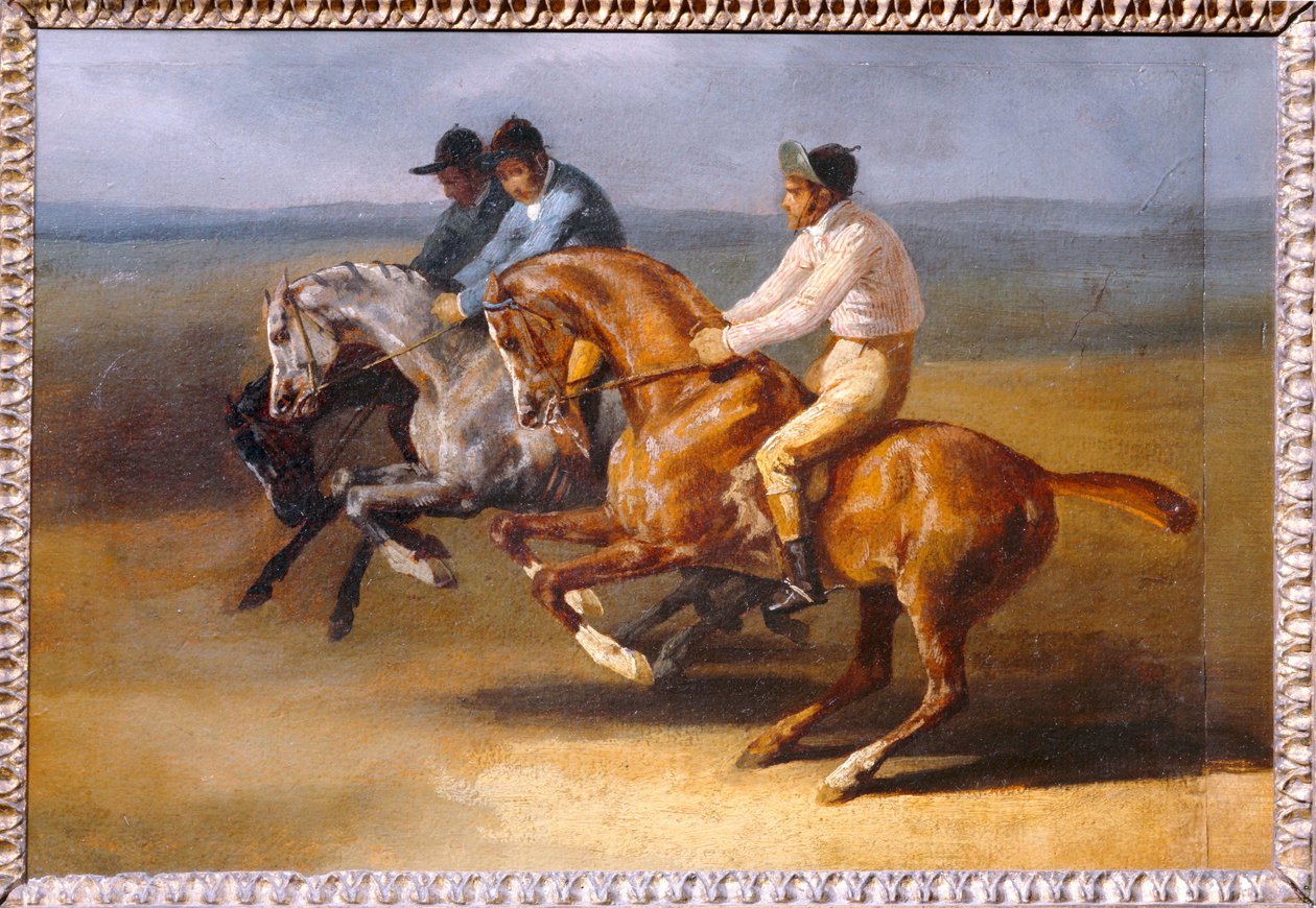 Lovas lóverseny, balra a rajtnál - Lóverseny ... alkotó: Theodore Gericault
