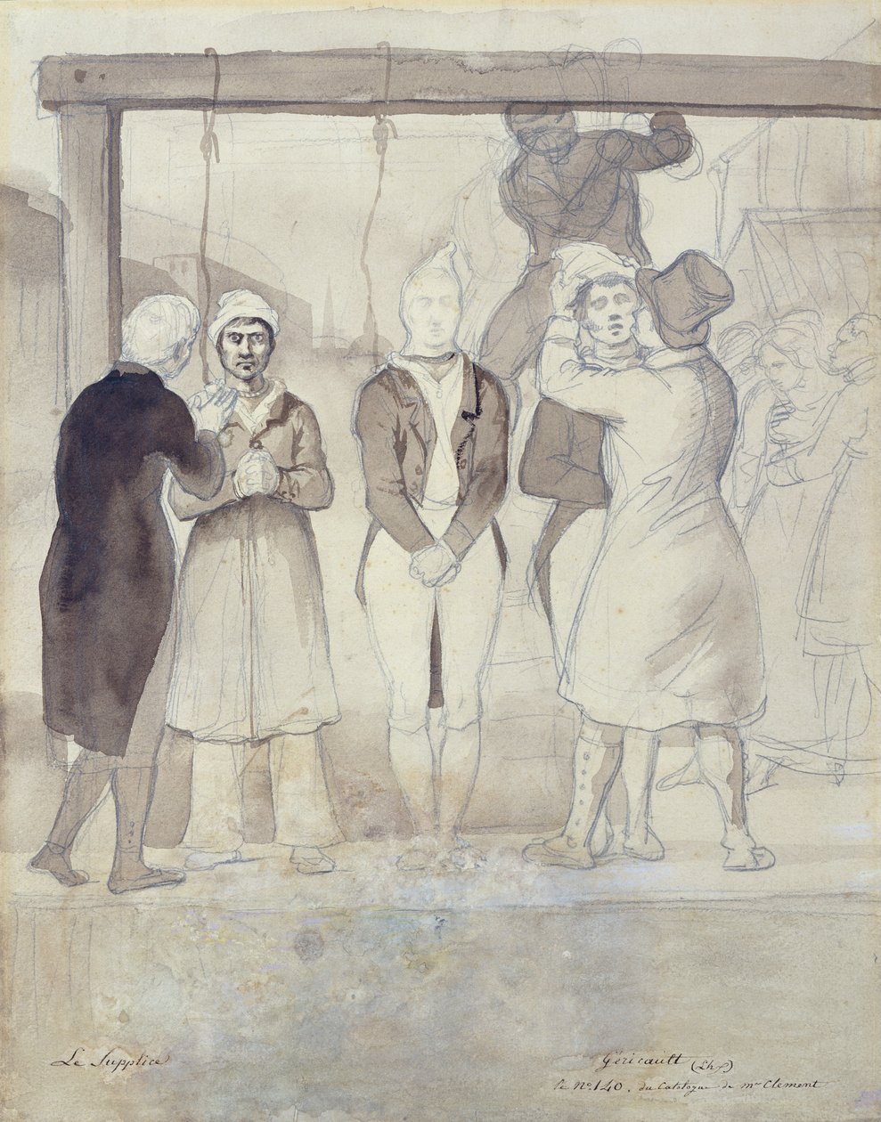 Kivégzés Londonban (a büntetés) (wc és ceruza papíron) alkotó: Theodore Gericault
