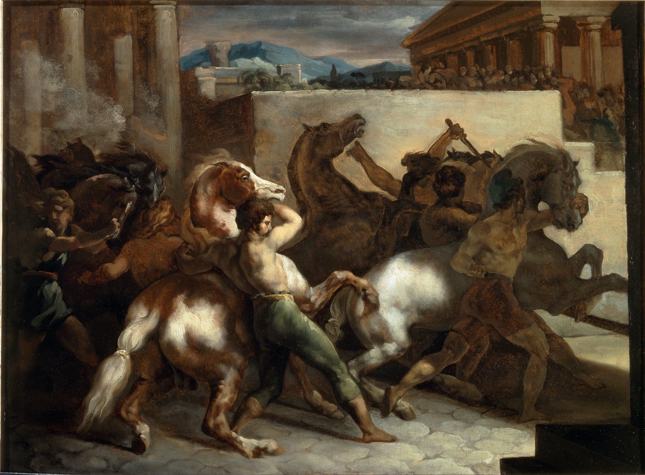 Ingyenes lóverseny Rómában - olaj, vászon alkotó: Theodore Gericault