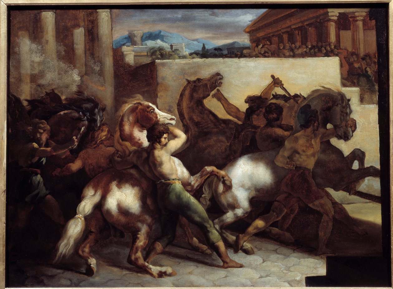 Ingyenes lóverseny Rómában Theodore Gericault festménye (1791-1824) 1817 V. 0,45x0,6 m alkotó: Theodore Gericault