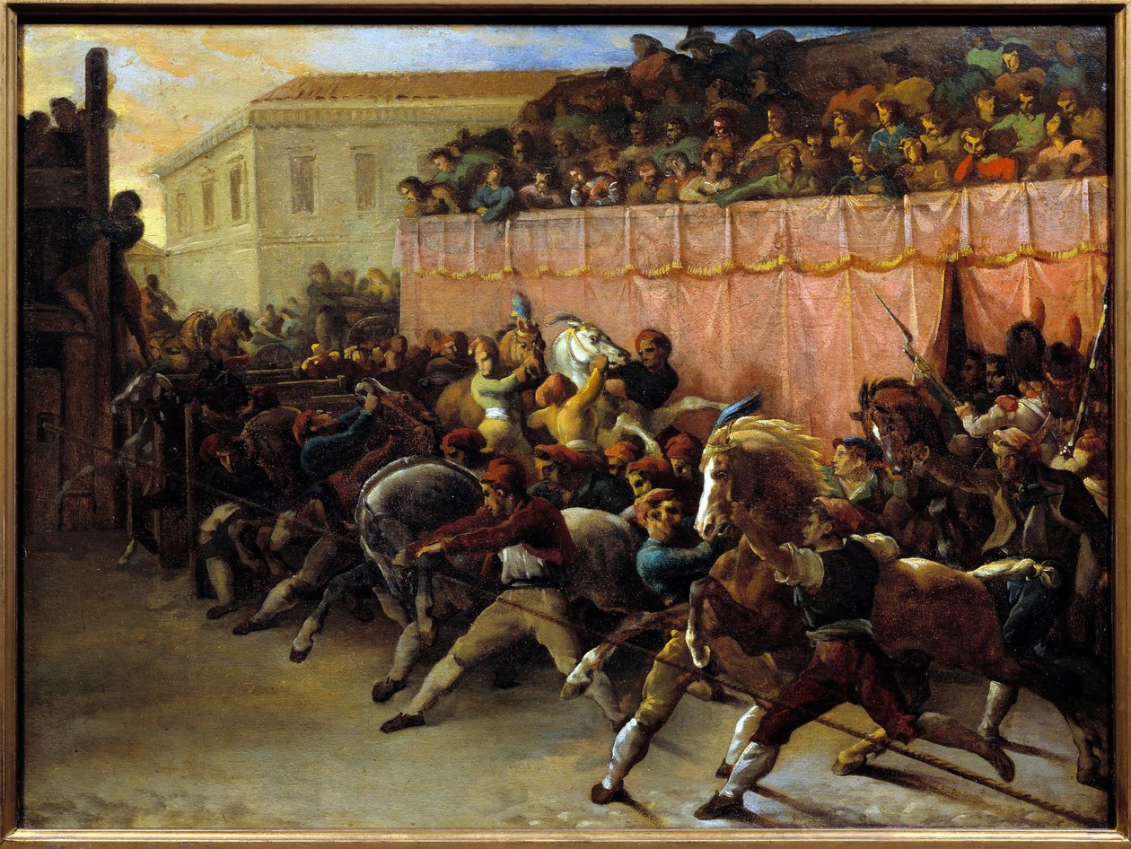 Ingyenes lóverseny Rómában. Theodore Gericault festménye (1791-1824) alkotó: Theodore Gericault