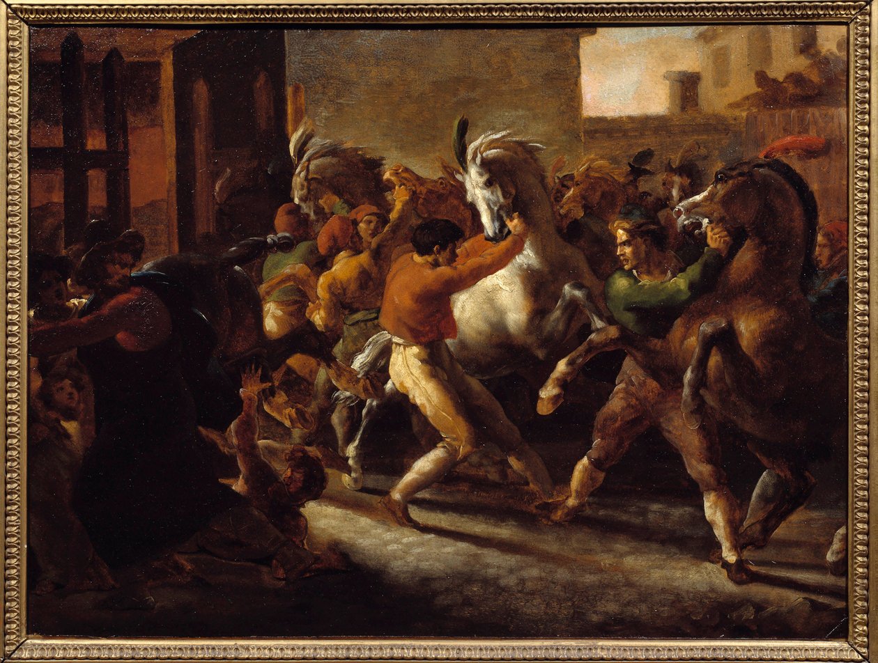 Ingyenes lóverseny Rómában. Theodore Gericault festménye (1791-1824) alkotó: Theodore Gericault