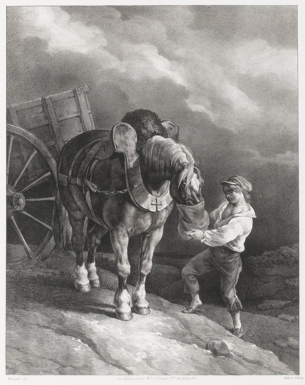 Fiú, aki zabot ad egy befogott lónak (A Boy Giving Oats to a Hitched Horse) alkotó: Theodore Gericault