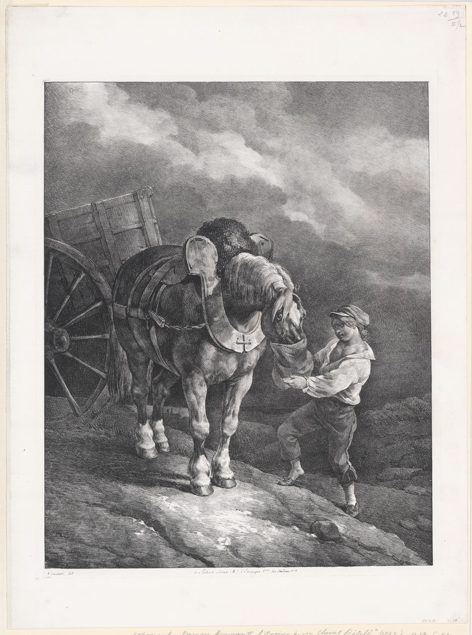 Fiú, aki zabot ad egy befogott lónak (A Boy Giving Oats to a Hitched Horse) alkotó: Theodore Gericault