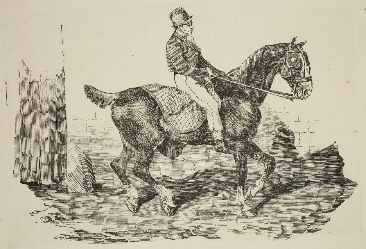 Géricault - Kocsis ló egy lovaslovas által lovagolva, 1820 alkotó: Theodore Gericault
