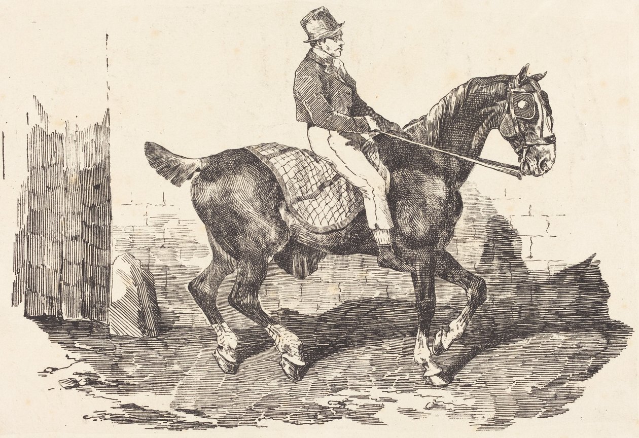 Groom Mounted on a Carriage-Horse (Kocsis ló, amelyen egy lovász ül) alkotó: Theodore Gericault