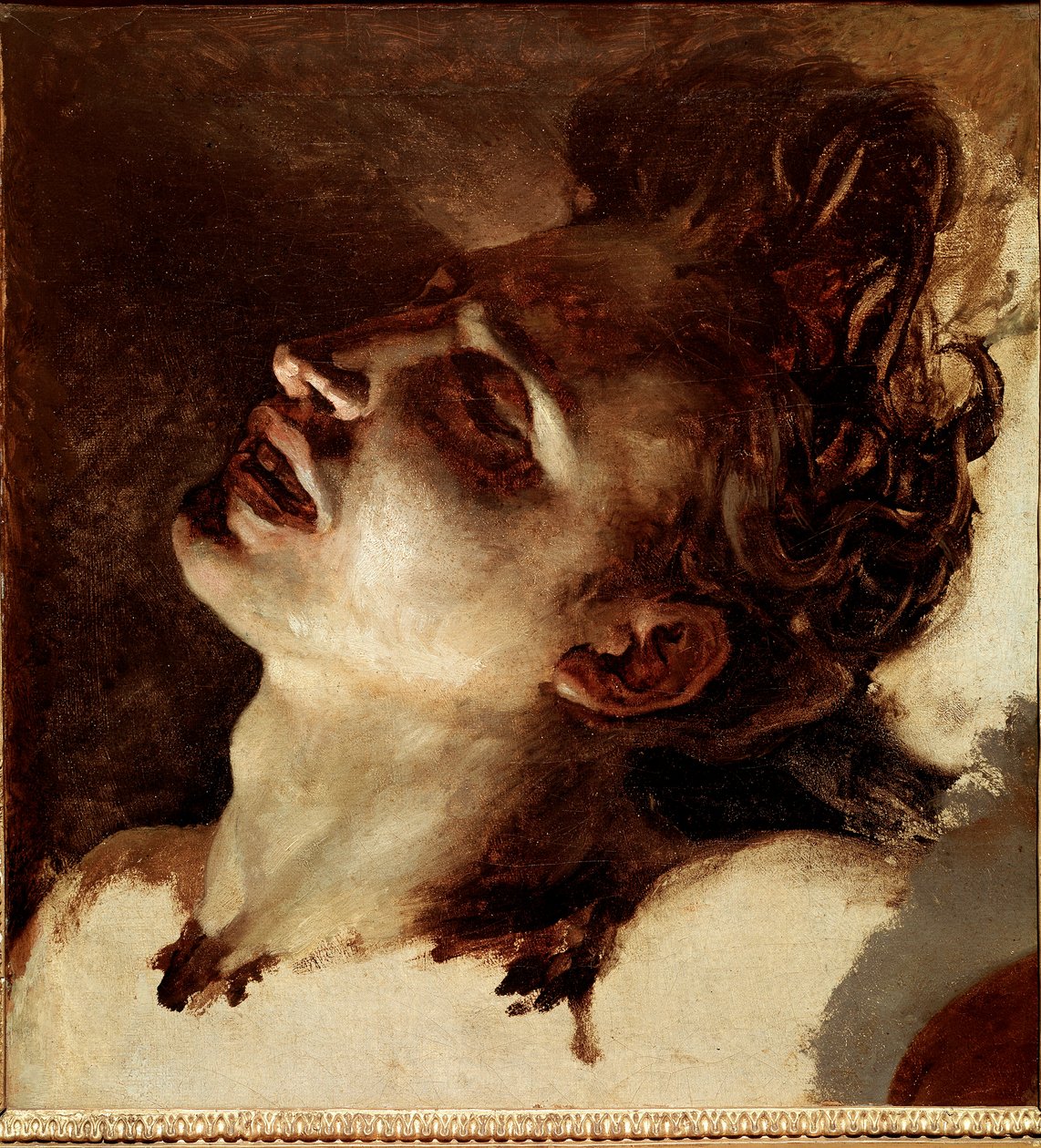Egy halott fiatalember feje Jean Louis Theodore Gericault festménye (1791-1824) 19. század V. 31x33 cm Rouen, Musee des Beaux Arts alkotó: Theodore Gericault