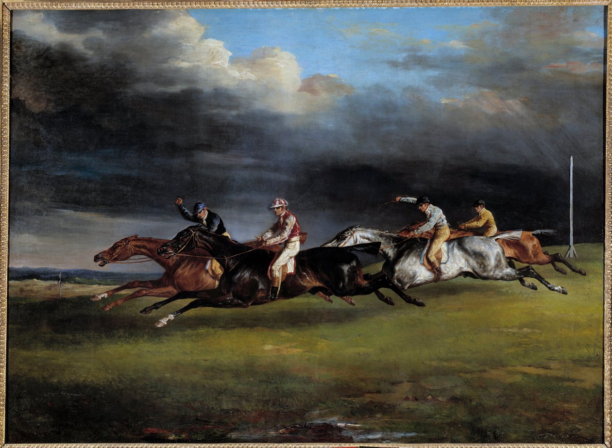 Lóverseny szerint a derbi az Epsom Paintingben, Theodore Gericault (1791-1824) 1821 V. 0,92x1,25 m alkotó: Theodore Gericault