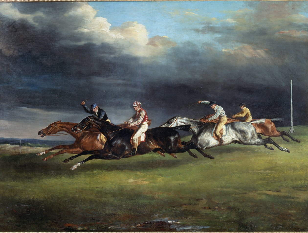 A Lóverseny szerint a derbi az Epsom Paintingben, Theodore Gericault alkotó: Theodore Gericault