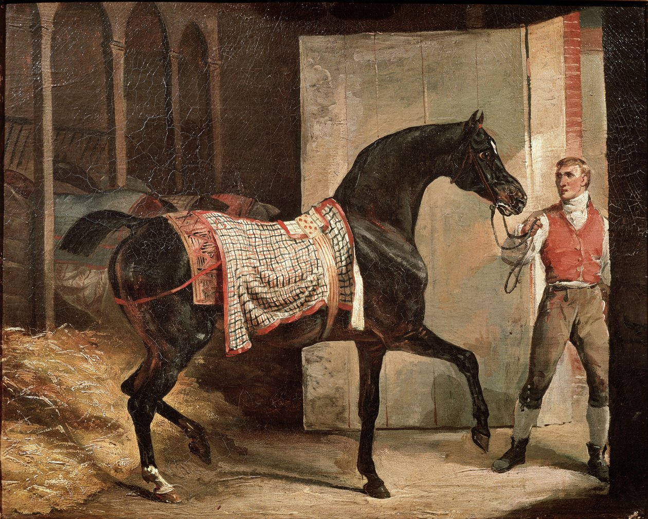 Ló elhagyja az istállót (olaj, vászon, 19. század eleje) alkotó: Theodore Gericault
