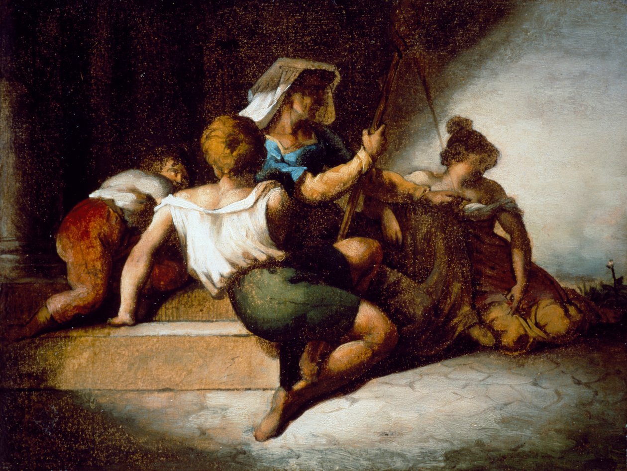 Olasz család (olaj, papír, vászon hátul) alkotó: Theodore Gericault