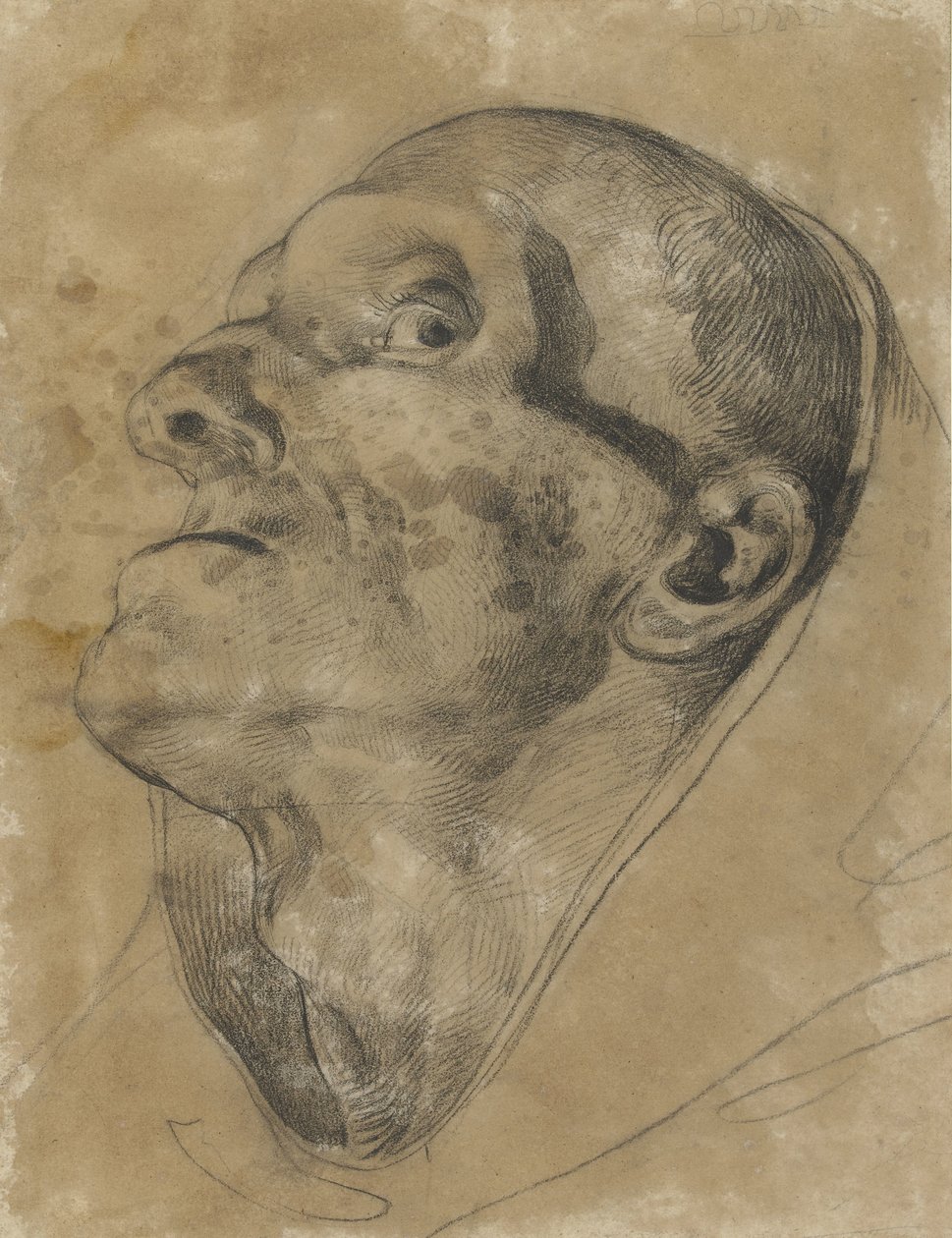 Egy férfi feje lefelé néz, lefelé alkotó: Theodore Gericault