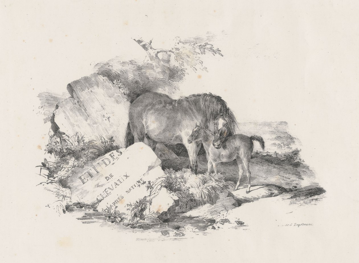 A kanca és csikója, címlapkép (The Mare and Its Colt, Frontispiece) alkotó: Theodore Gericault