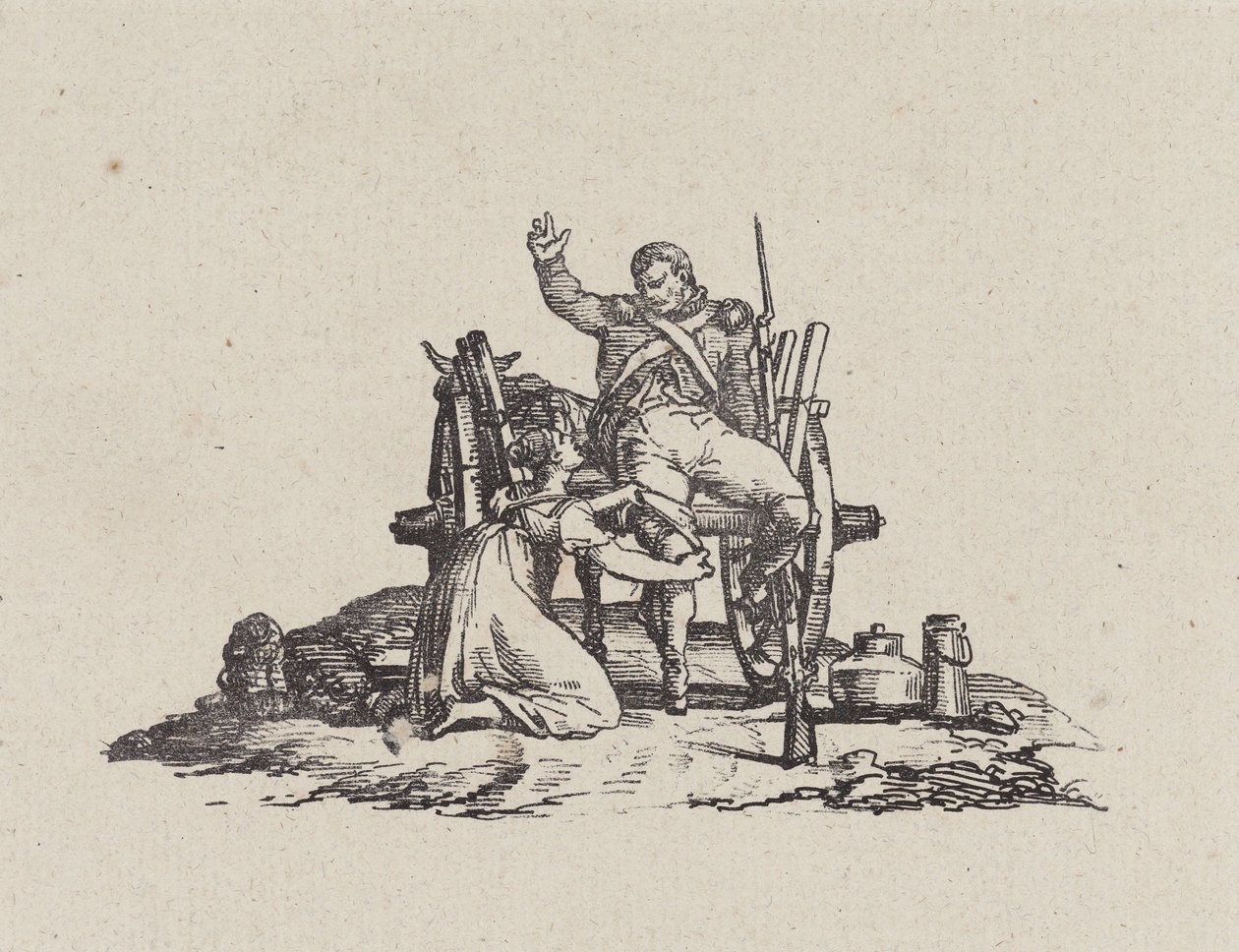 A tehenészlány és a veterán (The Milkmaid and the Veteran) alkotó: Theodore Gericault