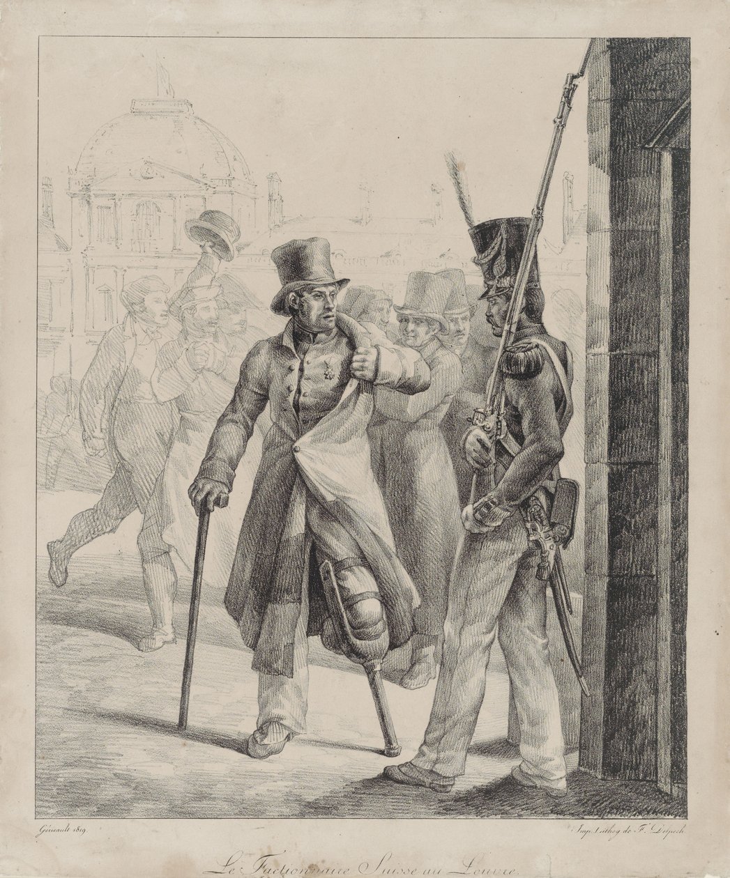 A svájci őr a Louvre-ban (The Swiss Royal Guard Sentry at the Louvre) alkotó: Theodore Gericault