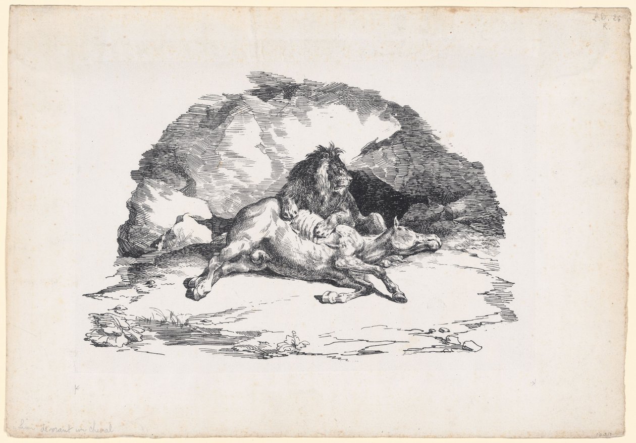 Lófaló oroszlán (A Lion Devouring a Horse) alkotó: Theodore Gericault