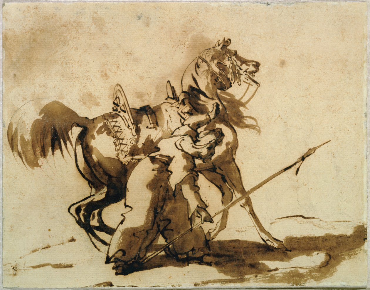 Mameluk leszerelés (toll és tinta, mosás papíron) alkotó: Theodore Gericault