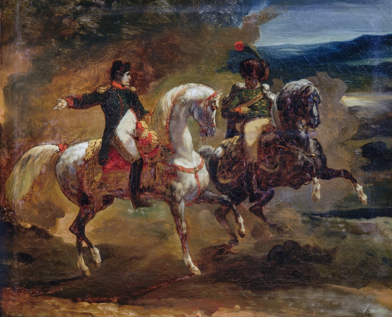 Bonaparte Napóleon parancsot ad a felsőbb tisztnek, Theodore Gericault-nak tulajdonított festmény, Napóleoni háborúk alkotó: Theodore Gericault