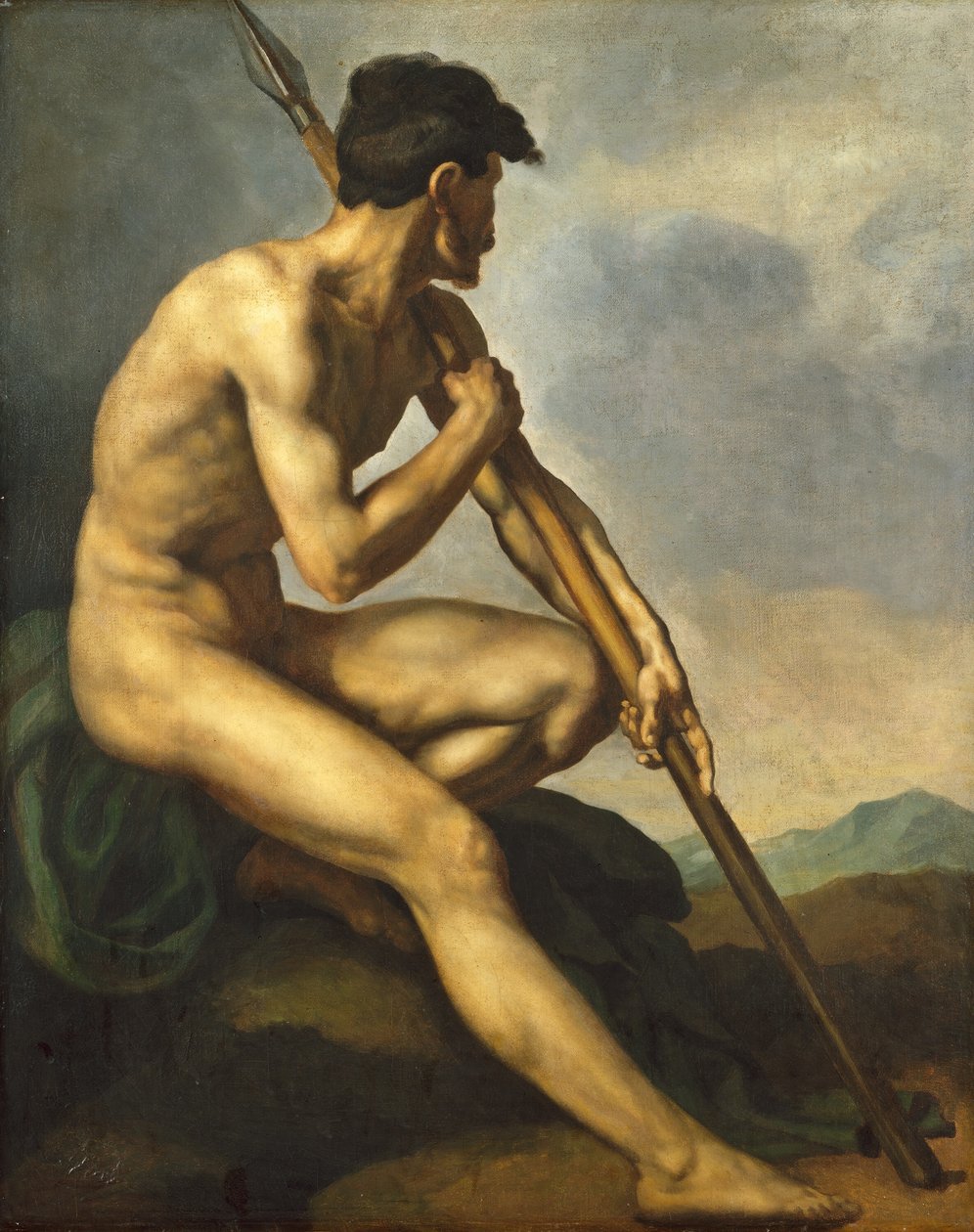 Meztelen harcos lándzsával, c. 1816. alkotó: Theodore Gericault
